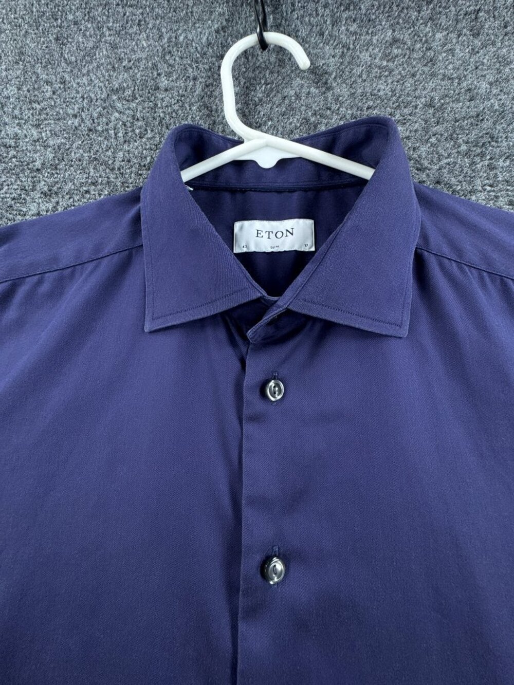 Eton Signature Twill Slim Blue 17 Button Up Long Sleeve Premium Mens Business